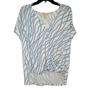 Michael Kors Blue and White Patterned Blouse Size Small NWT!